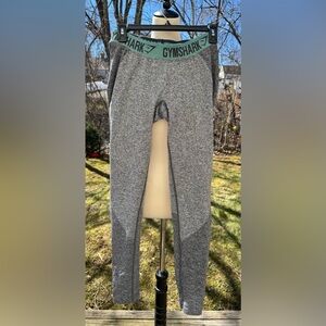 Gymshark Dry Moisture Management Flex Leggings Charcoal Marl & Aqua Size M